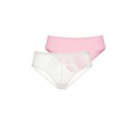 Hipster DORINA "Norissa", Damen, Gr. L, ivory, pink, Microfaser, Obermaterial: 92% Polyamid, 8% Elasthan, körpernah, Unterhosen, Florale Spitzendetails (61112936-L) ivory, pink