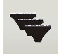 Hipster G-STAR "FLUORITE, 3 PACK HIPSTER BRIEFS", Damen, Gr. M, 3 Stk., schwarz, Jersey, Obermaterial: 95% Baumwolle, 5% Elasthan, unifarben, eng, Unterhosen, mit Logobund (47014155-M) schwarz
