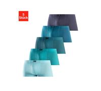 Hipster H.I.S, Herren, Gr. 4S, 5 Stk., bunt (hellblau, hellpetrol, petrol, dunkelpetrol, navy), Jersey, Obermaterial: 95% Baumwolle, 5% Elasthan, unifarben, körpernah, Unterhosen Hipster, knapp sitzen