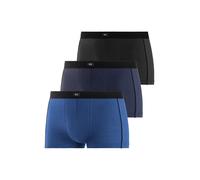 Hipster H.I.S, Herren, Gr. 5M, 3 Stk., blau (blau, navy, schwarz), Jersey, Obermaterial: 95% Baumwolle, 5% Elasthan, unifarben, körpernah, Unterhosen, knapp sitzende Boxershorts aus Baumwollmischung (