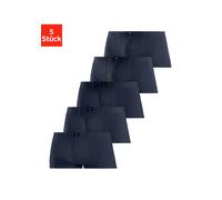 Hipster H.I.S, Herren, Gr. 5M, 5 Stk., blau (navy), Jersey, Obermaterial: 95% Baumwolle, 5% Elasthan, unifarben, körpernah, Unterhosen, knapp sitzende Boxershorts aus Baumwollstretch (90461246-5) navy