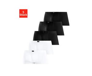 Hipster H.I.S, Herren, Gr. 5M, 5 Stk., schwarz-weiß (schwarz, weiß), Jersey, Obermaterial: 95% Baumwolle, 5% Elasthan, unifarben, körpernah, Unterhosen, knapp sitzende Boxershorts aus Baumwollstretch