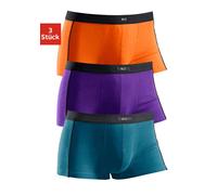 Hipster H.I.S, Herren, Gr. 8 (XXL), 3 Stk., bunt (orange, lila, petrol), Jersey, Obermaterial: 95% Baumwolle, 5% Elasthan, unifarben, körpernah, Unterhosen, knapp sitzende Boxershorts aus Baumwollmisc