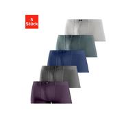 Hipster H.I.S, Herren, Gr. 8 (XXL), 5 Stk., bunt (aubergine, blau, grau, meliert, anthrazit, blau, grün), Jersey, Obermaterial: 95% Baumwolle, 5% Elasthan, unifarben, körpernah, Unterhosen, knapp sitz