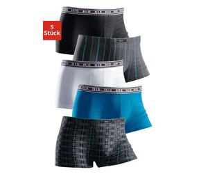 Hipster H.I.S, Herren, Gr. M, 5 Stk., blau, Jersey, Obermaterial: 95% Baumwolle, 5% Elasthan, gestreift, unifarben, körpernah, Unterhosen, knapp sitzende Boxershorts aus Baumwoll-Stretch-Qualität (486