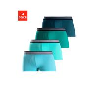 Hipster H.I.S, Herren, Gr. XL, 4 Stk., bunt (hellblau, türkis, mint, petrol), Jersey, Obermaterial: 95% Baumwolle, 5% Elasthan, unifarben, körpernah, Unterhosen, knapp sitzende Boxershorts aus Baumwol