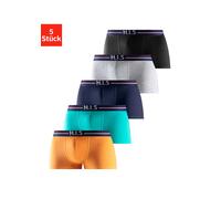 Hipster H.I.S, Herren, Gr. XL (7), 5 Stk., bunt (orange, mint, navy, grau, meliert, schwarz), Jersey, Obermaterial: 95% Baumwolle, 5% Elasthan, unifarben, körpernah, Unterhosen, knapp sitzende Boxersh