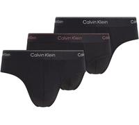 Hipster "HIP BRIEF 3PK", Herren, Gr. S (48), 3 Stk., schwarz (b, silber, rot, silber lurex lgs), Jersey, Obermaterial: 95% Baumwolle, 5% Elasthan, CALVIN KLEIN UNDERWEAR, unifarben, körpernah, Unterho