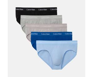 Hipster "HIP BRIEF 5PK", Herren, Gr. L (52), classic blau, porpoise, schwarz, grau, Jersey, Obermaterial: 95% Baumwolle, 5% Elasthan, CALVIN KLEIN UNDERWEAR, unifarben, körpernah, Unterhosen, mit elas