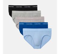 Hipster "HIP BRIEF 5PK", Damen, Gr. M (50), classic blau, porpoise, schwarz, grau, Jersey, Obermaterial: 95% Baumwolle, 5% Elasthan, CALVIN KLEIN UNDERWEAR, unifarben, körpernah, Unterhosen, mit elast