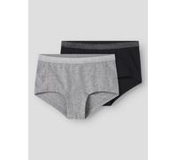 Boxershorts NAME IT "NKFHIPSTER 2P NOOS", Kinder, Gr. 116, schwarz pack:w, grau melange, Jersey, Obermaterial: 95% Baumwolle, 5% Elasthan, meliert, eng, Unterhosen (23686659-116) schwarz pack:w, grau