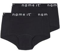 Hipster NAME IT "NKFHIPSTER 2P NOOS", Mädchen, Gr. 134/140, 2 Stk., schwarz, Jersey, Obermaterial: 95% Baumwolle, 5% Elasthan, unifarben, eng, Unterhosen, unifarben, casual, regular fit, Baumwollmisch
