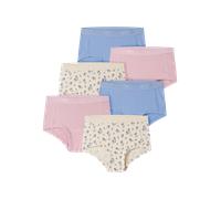 Hipster NAME IT "NKFHIPSTER 6P BUTTERCREAM FLORAL NOOS", Mädchen, Gr. 104, 6 Stk., buttercream detail:flower aop, corsage, grapemist, Jersey, Obermaterial: 95% Baumwolle, 5% Elasthan, bedruckt, unifar