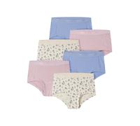 Hipster NAME IT "NKFHIPSTER 6P BUTTERCREAM FLORAL NOOS", Mädchen, Gr. 104, 6 Stk., buttercream detail:flower aop, corsage, grapemist, Jersey, Obermaterial: 95% Baumwolle, 5% Elasthan, bedruckt, unifar