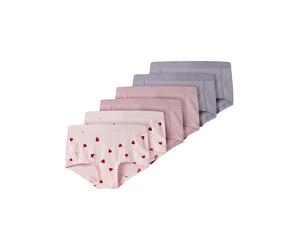 Hipster NAME IT "NKFHIPSTER 6P BUTTERCREAM FLORAL NOOS", Mädchen, Gr. 116, 6 Stk., ballerina, Jersey, Obermaterial: 95% Baumwolle, 5% Elasthan, bedruckt, unifarben, eng, Unterhosen (99367660-116) ball
