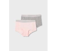 Hipster NAME IT "NKFHIPSTER für Mädchen mit Logobund im Doppelpack", Mädchen, Gr. 134/140, 2 Stk., pink (barely pink), Jersey, Graumeliert (Obermaterial): 85% Baumwolle, 10% Viskose, 5% Elasthan. Ober