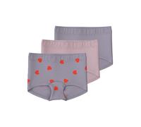 Hipster NAME IT "NMFTIGHTS 3P LAVENDER HEARTS NOOS", Mädchen, Gr. 122/128, 3 Stk., lavender gray, Jersey, Obermaterial: 95% Baumwolle, 5% Elasthan, bedruckt, unifarben, eng, Unterhosen (38704847-122)