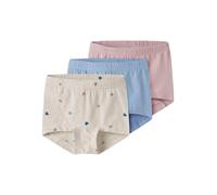 Hipster NAME IT "NMFTIGHTS 3P PEYOTE HEARTS NOOS", Mädchen, Gr. 110, 3 Stk., peyote melange, Jersey, Obermaterial: 95% Baumwolle, 5% Elasthan, bedruckt, unifarben, eng, Unterhosen (64095945-110) peyot