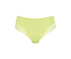 Hipster NATURANA "The Friday", Damen, Gr. 38, gelb (sunny lime), Microfaser, Obermaterial: 87% Polyamid, 13% Elasthan. Miedereinsatz: 89% Polyamid, 11% Elasthan, bequem, Unterhosen, mit Spitze, femini