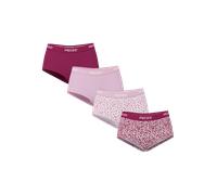 Hipster PIECES "PCLOGO LADY 4 PACK AOP/SOLID NOOS BC", Damen, Gr. S, 4 Stk., raspberry radiance pack:4 rasperberry radiance w flower aop, roseate spoonbill w flower aop, roseate spoonbill, Jersey, Obe