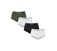 Hipster PIECES "PCLOGO LADY 4 PACK AOP/SOLID NOOS BC", Damen, Gr. XS (34), 4 Stk., weiß (forest night pack:4 pack flower, flower, schwarz, hellweiß), Jersey, Obermaterial: 95% Baumwolle, 5% Elasthan,