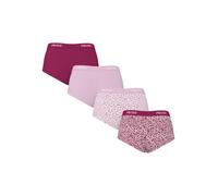 Hipster PIECES "PCLOGO LADY 4 PACK AOP/SOLID NOOS BC", Damen, Gr. XS, 4 Stk., bunt (raspberry radiance pack:4 rasperberry radiance w flower aop, roseate spoonbill w flower aop, roseate spoonbill), Jer