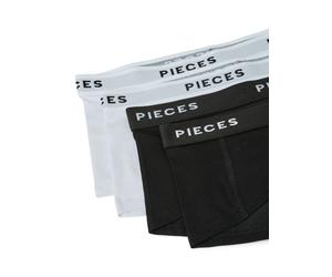 Hipster PIECES "PCLOGO LADY 4 PACK SOLID NOOS BC", Damen, Gr. L, 4 Stk., schwarz pack:4 pack with blk, blk, weiß, weiß, Jersey, Obermaterial: 95% Baumwolle, 5% Elasthan, unifarben mit Farbeinsatz, fig