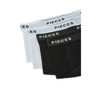 Hipster PIECES "PCLOGO LADY 4 PACK SOLID NOOS BC", Damen, Gr. M, 4 Stk., schwarz-weiß (schwarz pack:4 pack with blk, blk, weiß, weiß), Jersey, Obermaterial: 95% Baumwolle, 5% Elasthan, unifarben mit F