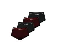 Hipster PIECES "PCLOGO LADY 4 PACK SOLID NOOS BC", Damen, Gr. XS (34), 4 Stk., rot (winetasting pack:4 pack winetasting, winetasting, blk, blk), Jersey, Obermaterial: 95% Baumwolle, 5% Elasthan, unifa