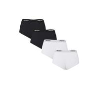 Hipster PIECES "PCLOGO LADY 4 PACK SOLID NOOS BC", Damen, Gr. XS, 4 Stk., schwarz-weiß (schwarz pack:4 pack with blk, blk, weiß, weiß), Jersey, Obermaterial: 95% Baumwolle, 5% Elasthan, unifarben mit