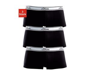 Hipster S.OLIVER, Herren, Gr. L, 3 Stk., schwarz, Jersey, Obermaterial: 92% Baumwolle, 8% Elasthan (LYCRA), unifarben, körpernah, Unterhosen, knapp sitzende schöne Retro Pants aus Baumwollmischung (43
