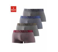 Hipster S.OLIVER, Herren, Gr. S, 4 Stk., bunt (grau, bordeaux, gestreift, grau, khaki, gestreift, grau, blau, gestreift, grau, anthrazit, gestreift), Jersey, Obermaterial: 92% Baumwolle, 8% Elasthan (