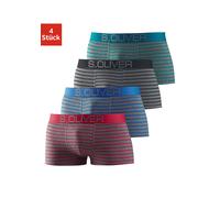 Hipster S.OLIVER, Herren, Gr. S, 4 Stk., bunt (schwarz, grau, gestreift, petrol, grau, gestreift, blau, grau, gestreift, rot, grau, gestreift), Jersey, Obermaterial: 92% Baumwolle, 8% Elasthan (LYCRA)
