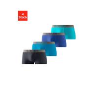 Hipster S.OLIVER, Herren, Gr. XL, 4 Stk., blau (türkis, hellblau, marine, royalblau), Jersey, Obermaterial: 92% Baumwolle, 8% Elasthan (LYCRA), unifarben, körpernah, Unterhosen, knapp sitzende Boxersh