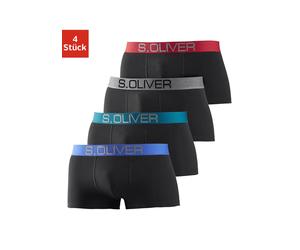 Hipster S.OLIVER, Herren, Gr. XXL, 4 Stk., bunt (schwarz, blau, schwarz, petrol, schwarz, grau, schwarz, rot), Jersey, Obermaterial: 92% Baumwolle, 8% Elasthan (LYCRA), unifarben, körpernah, Unterhose