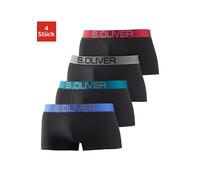 Hipster S.OLIVER, Herren, Gr. XXL, 4 Stk., Jersey, bunt (schwarz, blau, schwarz, petrol, schwarz, grau, schwarz, rot), Jersey, Obermaterial: 92% Baumwolle, 8% Elasthan (LYCRA), unifarben, körpernah, U