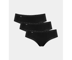 Hipster SLOGGI "24/7 Cotton Lace", Damen, Gr. 38, schwarz, Single Jersey, Obermaterial: 96% Baumwolle, 4% Elasthan, unifarben, körpernah, Unterhosen, aus zarter Spitze, elastisch, feminin (13202952-38