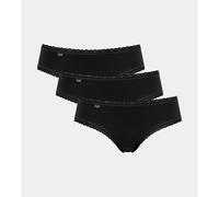 Hipster SLOGGI "24/7 Cotton Lace", Damen, Gr. 42, schwarz, Single Jersey, Obermaterial: 96% Baumwolle, 4% Elasthan, unifarben, körpernah, Unterhosen, aus zarter Spitze, elastisch, feminin (13202952-42