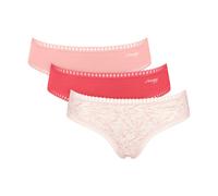Hipster SLOGGI "GO Crush Hipster C3P", Damen, Gr. XXL, rot, light combination, Single Jersey, Obermaterial: 95% Baumwolle, 5% Elasthan, körpernah, Unterhosen, mit Spitzendetails (41099035-XXL) rot, li