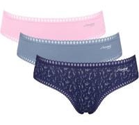 Hipster SLOGGI "GO Crush Hipster C3P", Damen, Gr. XL, bunt (4, multiple colours), Single Jersey, Obermaterial: 95% Baumwolle, 5% Elasthan, körpernah, Unterhosen, mit Spitzendetails (97473358-XL) 4, mu