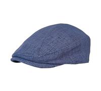 HIQIU Klassische Schiebermütze Herren aus Baumwolle Leinen - Gatsby Flatcap Herren Newsboy Cap Efeu Hut Baskenmütze (DE/NL/SE/PL, Alphanumerisch, L, Blau)