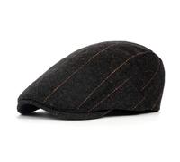 HIQIU Schiebermütze Herren Baskenmütze Barett Cap Herbst Winter, Schirmmütze Flat Cap Herren Driving Cabbie Hunter Hut Gatsby Newsboy Cap (DE/NL/SE/PL, Alphanumerisch, M, L, A3# Schwarz)