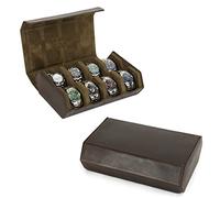 Hiram Uhrenetui aus Echtem Leder, Sechseckige Uhrenbox für 6 Uhren, 8 Uhren-Organizer für Herren (Kaffee)