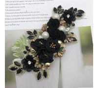 HIROYI 2 Stück handgefertigte 3D- Strass-Blumen-Stickapplikationen zum Aufnähen von Hüten und Kleidung für Heimwerker