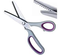 HirrWill Zackenschere für Stoff, ultra-scharf, für Linkshänder, Edelstahlgriff, professionelle Schneiderschere, Nähschere, Zick-Zack-Stoffschere (Beige und Lila)