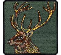Hirsch Aufnäher Traditions Aufbügler Deer Patch zum annähen/aufbügeln | Jagdabzeichen mit Stickerei Geschenk Naturfreunde Applikation für alle Stoffe/Leder | 75x75mm