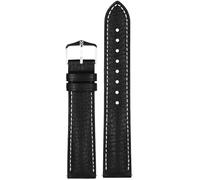 Hirsch Boston Calf Uhrenarmband - schwarzes Band/silberne Schnalle - M - 20 mm/18 mm - glänzende silberfarbene Schnalle - Lederband