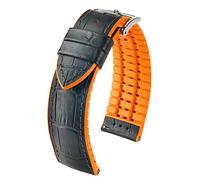HIRSCH Herren Performance Uhrenarmband Modell Andy 18 mm Schwarz/orange