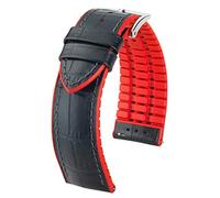 Hirsch Herren Performance Uhrenarmband Modell Andy 22 mm Schwarz/rot