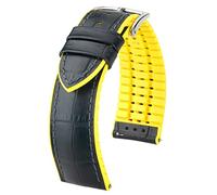 HIRSCH Herren Performance Uhrenarmband Modell Andy 24 mm Schwarz/gelb